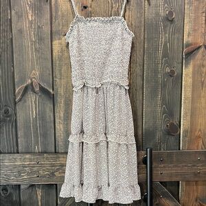 Jessica Simpson Mini Dress M Smocked Tiered Ruffles Boho Chic Stretch Sundress